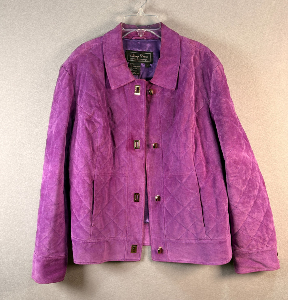 Terry Lewis Classic Luxuries Purple Suede Leather Jacket Size Large